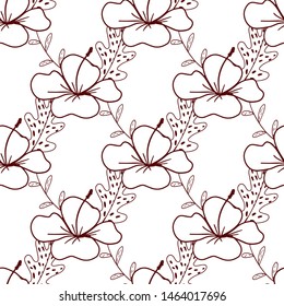 Tropical fruit line pattern. Tropical fruits home textile design background. Elegance sketch style
