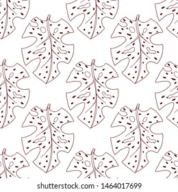 Tropical fruit line pattern. Tropical fruits home textile design background. Elegance sketch style