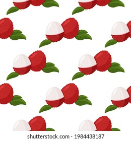 Fondo de linche de fruta tropical. Fresco vector de berry exótico patrón sin fisuras.