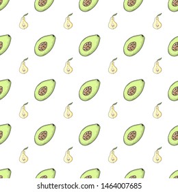 Tropical fruit pattern in flat style on colorful background. Print, design element. Textile texture. Tropic cute pattern. Summer vector illustration.