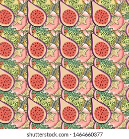 Tropical fruit pattern Vector fruits wrapping surface design 