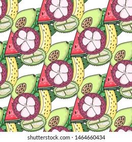 Tropical fruit pattern Vector fruits wrapping surface design 
