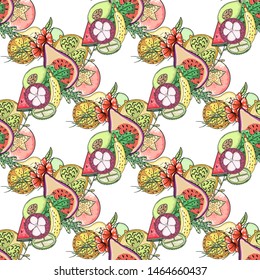 Tropical fruit pattern Vector fruits wrapping surface design 
