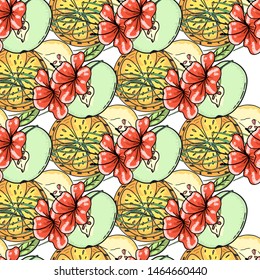 Tropical fruit pattern Vector fruits wrapping surface design 