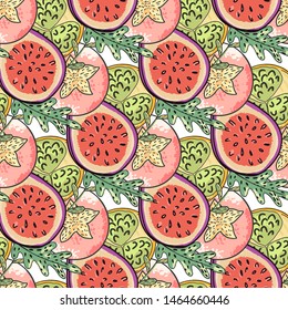 Tropical fruit pattern Vector fruits wrapping surface design 