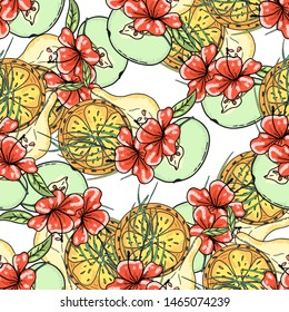 Tropical fruit pattern Vector fruits wrapping surface design 