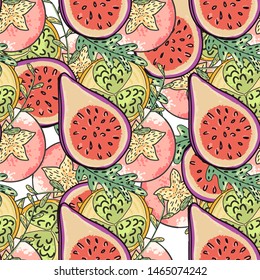 Tropical fruit pattern Vector fruits wrapping surface design 