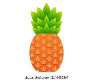 tropical fruit pineapple. exotic plant. appetizing dessert. flat vector illustration.