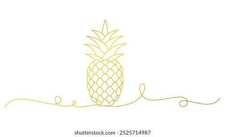 Tropical fruit pineapple in line art style. summer Vector elements