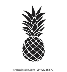 Logo für tropische Früchte und Ananas. Ananas schwarze Silhouette isoliert auf weißem Hintergrund. Vektorillustration