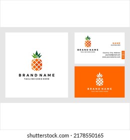 Tropical fruit pineapple logo template with business card design