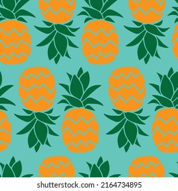 Tropical fruit pineapple pattern with mint background