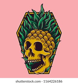 Tropical Fruit Pineapple Skull