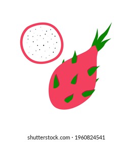 Tropical fruit pitahaya. Isolated on a white background. Vector illustration