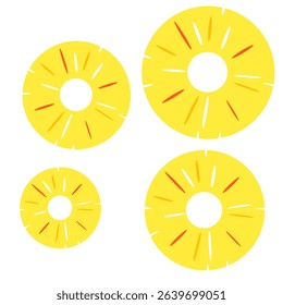 Tropical fruit ring of pineapple. Healthy snack in cartoon flat style vector. Delicious and fresh.