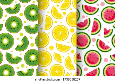 tropical fruit seamless pattern collection 