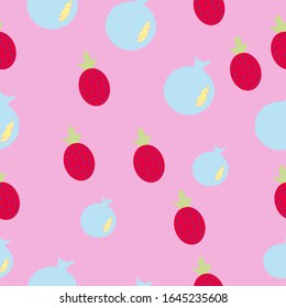 tropical fruit seamless pattern with pomegranates and pineapples