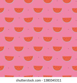 Tropical fruit seamless pattern, watermelon illustration