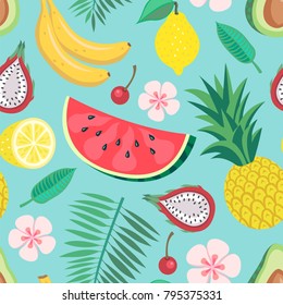 Tropical Fruit Seamless Vector Pattern