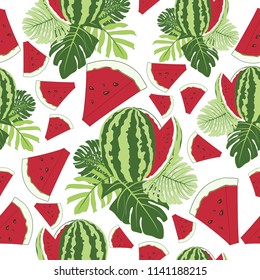 Tropical Fruit Seamless Vector Watermelon Pattern