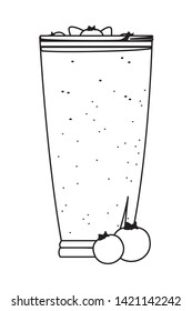 tropical fruit and smoothie drink with bluberries icon cartoon in black and white vector illustration graphic design