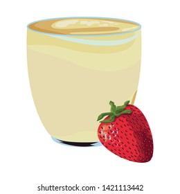 tropical fruit and smoothie drink with strawberry icon cartoon vector illustration graphic design
