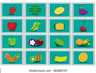 tropical fruit stamp collection