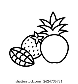 Vector de frutas tropicales sobre fondo blanco