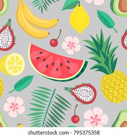 tropical fruit vector seamless pattern