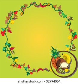 Tropical fruit wreath.