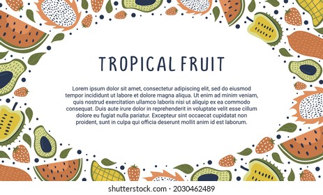 Tropical fruits background for digital media, website, poster and banner
