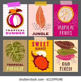 Tropical fruits cards