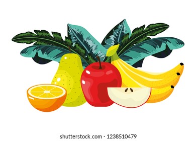 tropical fruits cartoon