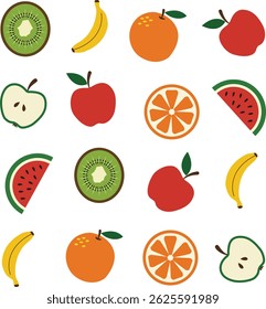 Tropical Fruits Color Pattern – Seamless Juicy Vector Set