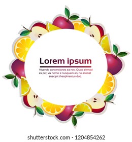 tropical fruits colorful circle organic over white background healthy lifestyle or diet concept copy space vector illustration