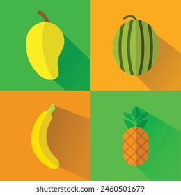 Colección de diseño plano de frutas tropicales