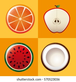 tropical fruits fresh menu vector illustration design