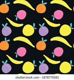Tropical Fruits Pattern Vector Background