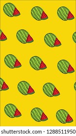Tropical Fruits Pattern Yellow Background