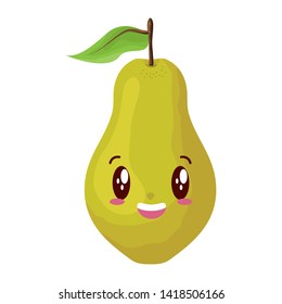 tropical fruits pear kawaii cartoon vector illustration