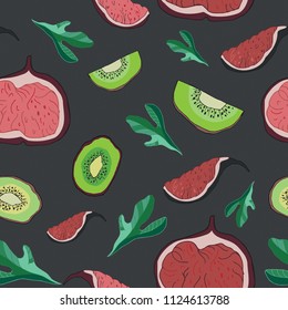 tropical fruits. seamless pattern