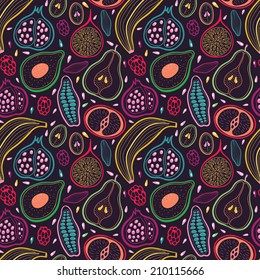 Tropical fruits seamless pattern 