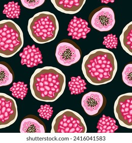 tropical fruits an seeds exotic seamless pattern