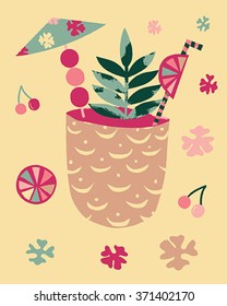 tropical fruits summer cocktail