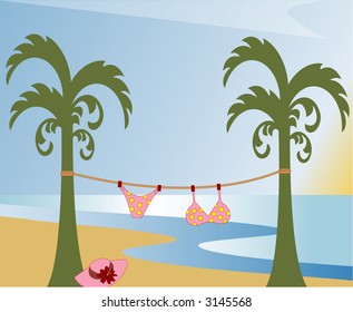 tropical fun - make sure you behave girls! vector
