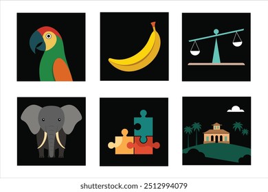 Tropical Fun Pack silhouette vector illustration