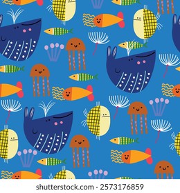 Tropical funny childish seamless pattern