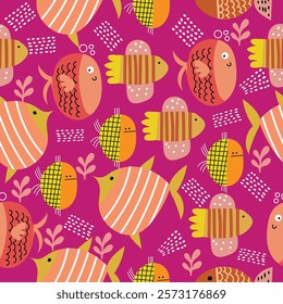 Tropical funny childish seamless pattern