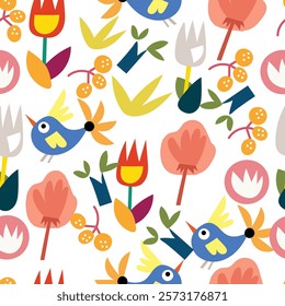 Tropical funny childish seamless pattern