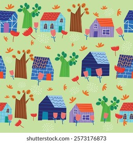 Tropical funny childish seamless pattern